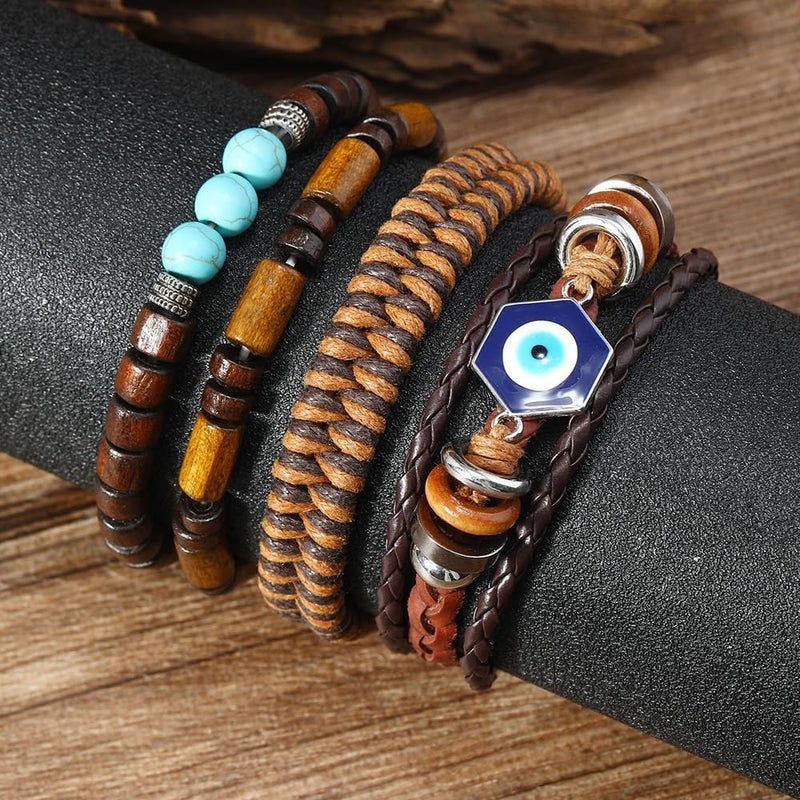 JAVMOO Gothic Bracelet Adjustable Punk Braided Leather Multilayer Grunge Set Bracelets Emo Metal Cuff Wrap Bangles Meaningful Gift - Image 4